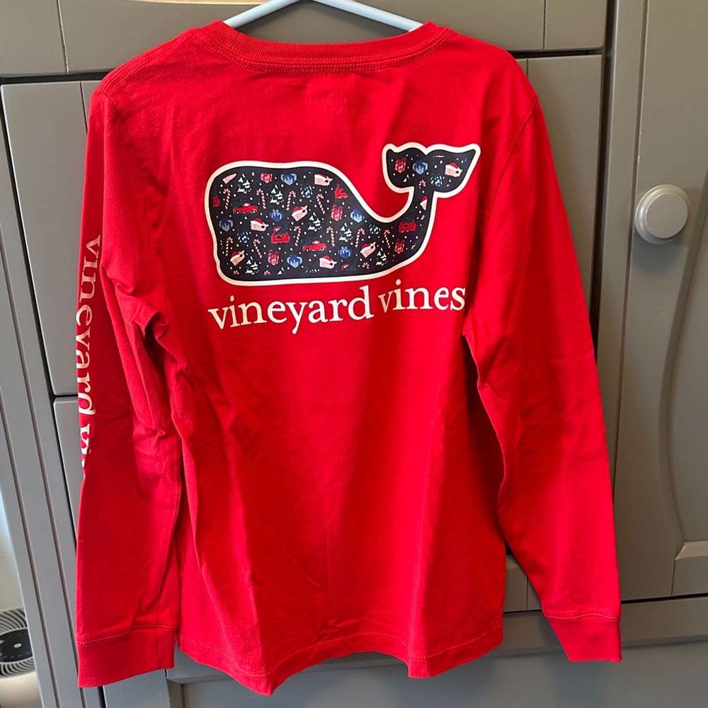 Vineyard Vines Kids Red Whale Long Sleeve Tee
